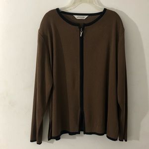 Exclusively MISOOK Brown Cardigan Zip Sweater Jacket Size Large